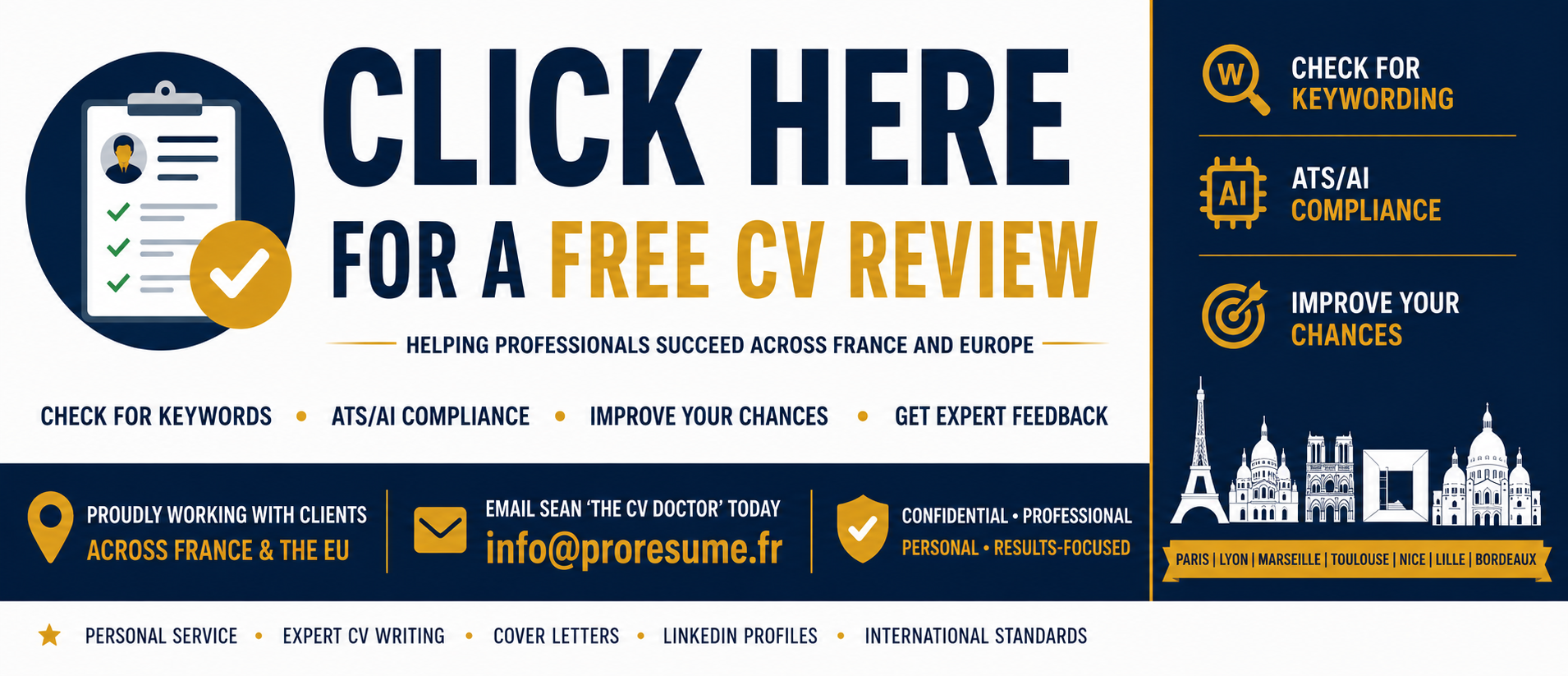 Click here for a free CV review in France